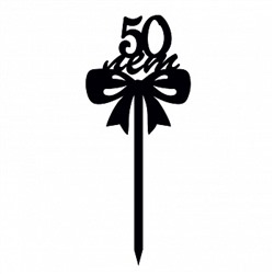 Топпер "50 лет, бантик" черный 8*9 см