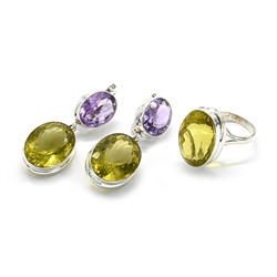 Кольцо Серьги С925 с самоцветами, размер 18,5, 31,2г