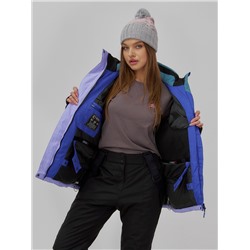 Горнолыжная куртка женская зимняя большого размера сиреневого цвета 7083Sn