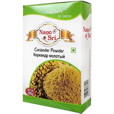 CORIANDER POWDER, Nano Sri (КОРИАНДР МОЛОТЫЙ, Нано Шри), 100 г.