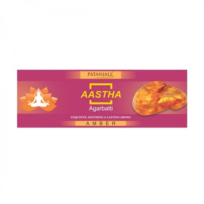 Aastha agarbatti AMBER, Patanjali (Аастха благовония АМБЕР, Патанджали), пакет, 25 г.