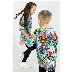 Футболка Oversize Граффити детская (Голубой)