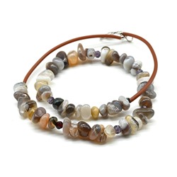 Колье на шею с агатом бразильским галтовка, 44см