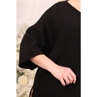 Джемпер вязаный чёрный силуэта oversize