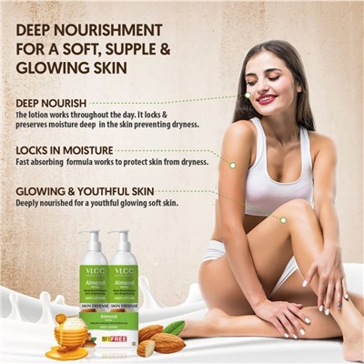 ALMOND HONEY Body Lotion, VLCC (МИНДАЛЬ И МЁД увлажняющий лосьон для тела), с дозатором, 350 мл.