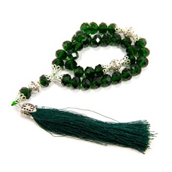 Чётки мусульманские SEW3908-71-2 ЗЕЛЁНЫЕ искусственный хрусталь (33 бусины), 1 шт.