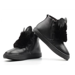 HW962-1 BLACK Ботинки зимние женские (искусственная кожа, искусственный мех) размер 36