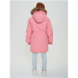 Парка зимняя подростковая для девочки розового цвета 2490R