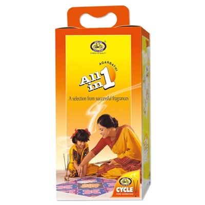 ALL IN ONE Assorted pack of Cycle Pure Agarbathies (Набор ассорти благовоний ВСЁ В ОДНОМ, Сайкл Пьюр Агарбатис), 1 уп. (13 предметов)