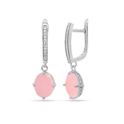 Серьги из серебра розовый кварц, МЦВА61