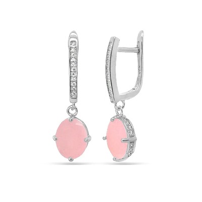 Серьги из серебра розовый кварц, МЦВА61
