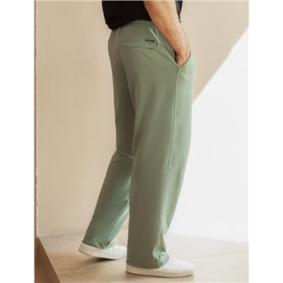 Брюки прямые на резинке из футера двухнитки с эластаном с затяжкой по низу