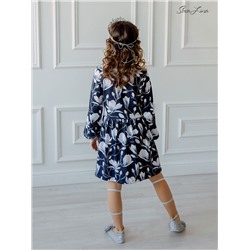 Платье Моана  подснежники на синем