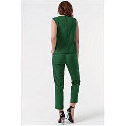 Костюм летний брючный с топом темно-зеленый