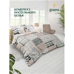 КПБ полисатин пэчворк серый