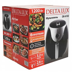 Мультипечь электрическая 1200 Вт, 2,6 л DELTA LUX DE-6102 черная