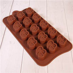 Форма силиконовая для шоколада "Два сердца" 20*10 см, 15 ячеек