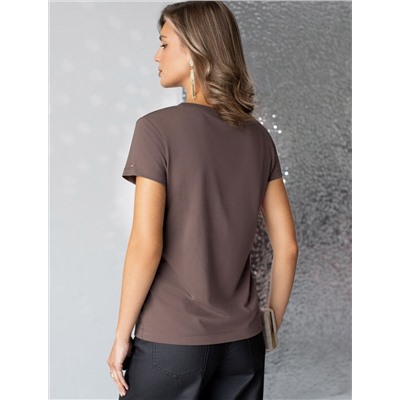 Нарядная футболка с принтом пайетками из премиального хлопка с эластаном