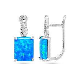 Серьги из серебра опал синий, МОВ0321