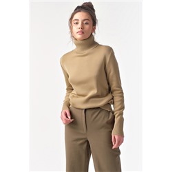 Водолазка вязаная с длинным рукавом из шерсти латте