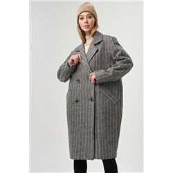 Пальто с утеплителем елочка на сером