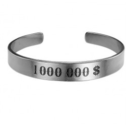 Браслет-мотиватор жесткий «1000000 $» (ювелирная нержавеющая сталь, толщина 2 мм.), Мастерская Алёшиных, 1 шт.
