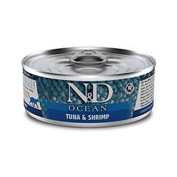 Фармина N&D Cat Ocean Консервы тунец и креветки, 80г АГ