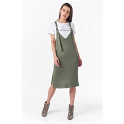 Сарафан вязаный теплый миди зеленый