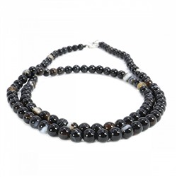 Бусы из камня ЧЕРНЫЙ АГАТ SEW3917-4-12 - на славу и власть (бусины по 3-4 мм.), 1 шт.