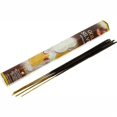 Hem Incense Sticks GOLD SILVER (Благовония, привлекающие деньги ЗОЛОТО И СЕРЕБРО, Хем), уп. 20 палочек.