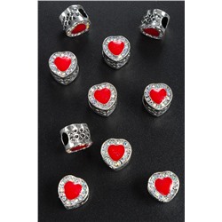 Бусины металл со стразами "Сердце" (5 шт) SF- 2502