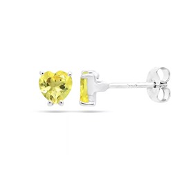 Серьги из серебра цитрин, Сердце