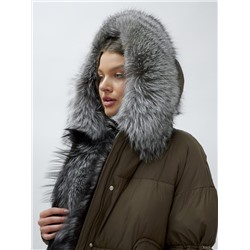 Полупальто женское зимнее с чернобуркой люкс класса коричневого цвета 1313K