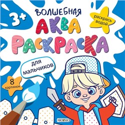 Раскраска  Волшебная аквараскраска (раскрась водой) 200*200мм Для  мальчиков. 8стр. РВА4676