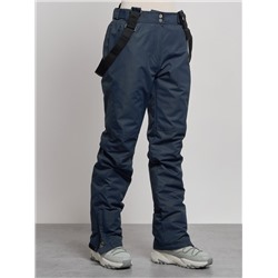 Полукомбинезон утепленный женский зимний горнолыжный темно-синего цвета 7607TS