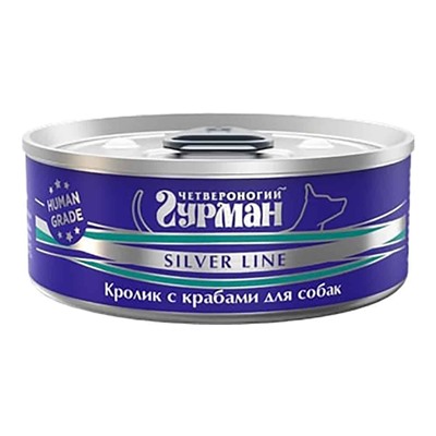 Четвероногий Гурман Silver для собак Кролик с крабами в желе 100г АГ