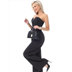 Брюки-палаццо черные с защипами