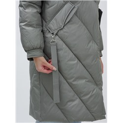 Пальто женское зимние с мехом песец люкс класса серого цвета 1316Sr