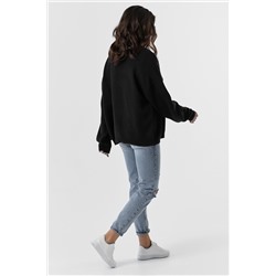 Кардиган вязаный оверсайз короткий из хлопка черный