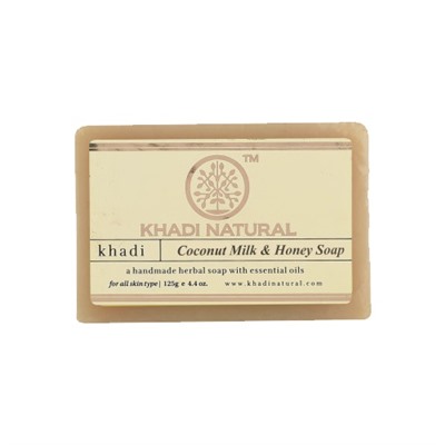 COCONUT MILK & HONEY SOAP Handmade Soap With Essential Oils, Khadi Natural (КОКОСОВОЕ МОЛОКО И МЁД Мыло ручной работы с эфирными маслами, Кхади), 125 г.