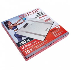Весы 180 кг 28×28 см электронные напольные DELTA LUX DE-4600 "SMART" белые