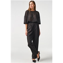 Туника трикотажная ажурная с люрексом черная