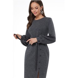 Платье трикотажное темно-синее с разрезом