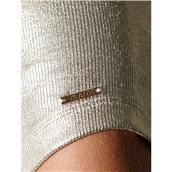 Футболка облегающая из хлопка в рубчик с вырезом лодочка с матовым покрытием металлик