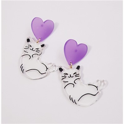 Серьги "Кошка играет", прозрачный, 376001, арт. 606.702