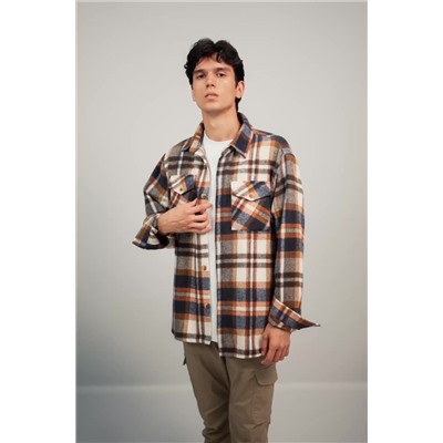 Мужская теплая рубашка в клетку Happyfox