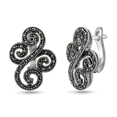 Серьги, марказит, SL-AGA1802