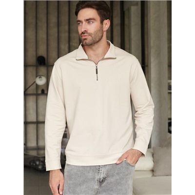 Свитшот с воротом стойкой на молнии из эластичного футера двухнитки