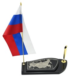 Письменный прибор из обсидиана "Карта РФ"  200*105*22мм
