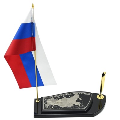 Письменный прибор из обсидиана "Карта РФ"  200*105*22мм